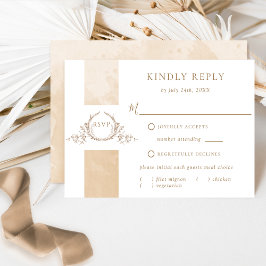 Elegante Beige Watercolor Wedding Monogram UAWG RSVP Karte