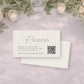 Elegante beigefarbene Hochzeitsgeschenkeliste-Kart Begleitkarte