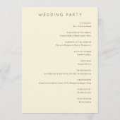 Elegante beigefarbene Hochzeitsringe Programm (Rückseite)