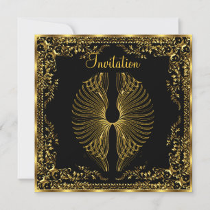 Elegante beliebte Goldene Flügel Einladung