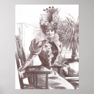 Elegante Belle Epoche Vintag Fashion Lady Poster