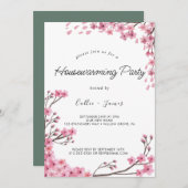 Elegante bemalte Blumenhäuser Einladung (Vorne/Hinten)