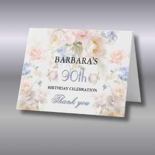 Elegante bemalte Blumenparty zum 90. Geburtstag Dankeskarte