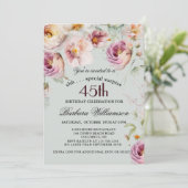 Elegante bemalte Blumenüberraschung zum 45. Geburt Einladung (Stehend Vorderseite)