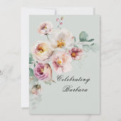 Elegante bemalte Blumenüberraschung zum 45. Geburt Einladung (Rückseite)