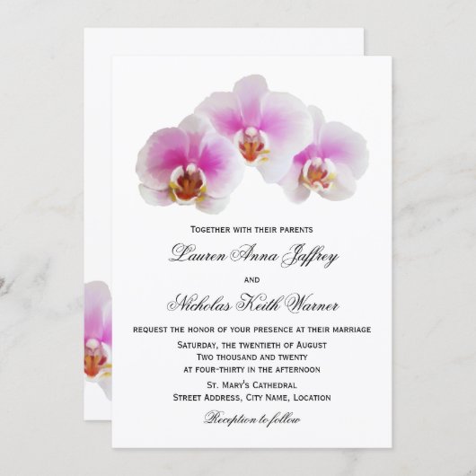 Elegante bemalte Orchideen Hochzeiten Einladungen (Vorne/Hinten)