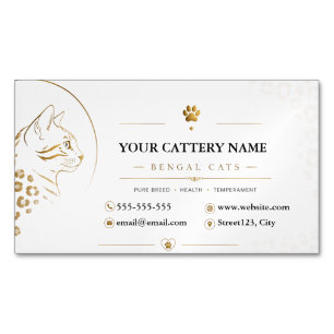 Elegante Bengal-Katzen-Cattery individuell Magnetische Visitenkarte