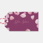 Elegante, benutzerdefinierbare Pink-Petal-Geschenk Geschenkanhänger (Rückseite Horizontal)