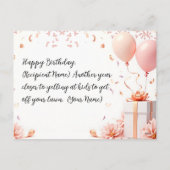 Elegante benutzerdefinierte Geburtstagskarte Perso Feiertagspostkarte (Rückseite)