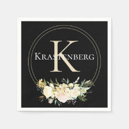 Elegante benutzerdefinierte Monogram Name White Ro Serviette
