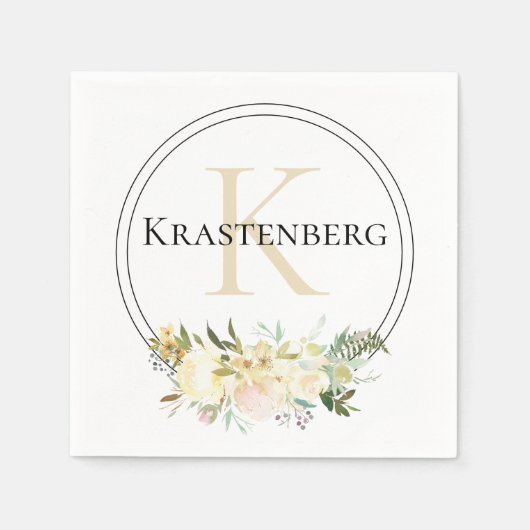 Elegante benutzerdefinierte Monogramm Name White R Serviette (Vorderseite)