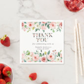 Elegante benutzerdefinierte rosa florale Dankeschö Serviette (Beispiel)
