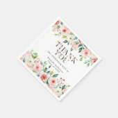 Elegante benutzerdefinierte rosa florale Dankeschö Serviette (Ecke)