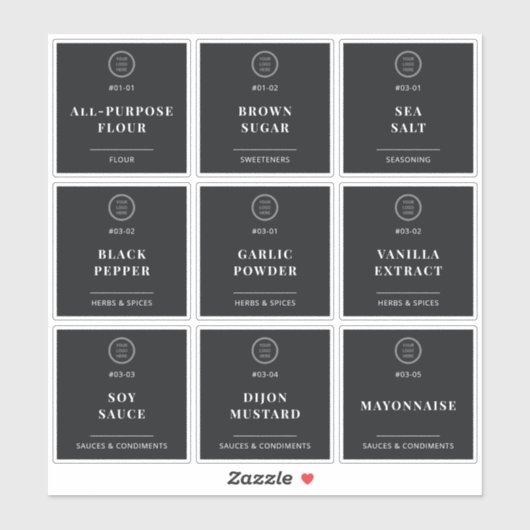 Elegante, benutzerfreundliche Logo-Pantry-Labels Aufkleber (Blatt)