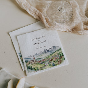 Elegante Bergdorf Stadt Hochzeit Serviette
