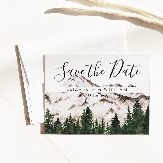 Elegante Berge Save the Date Postkarte