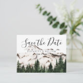 Elegante Berge Save the Date Postkarte (Stehend Vorderseite)
