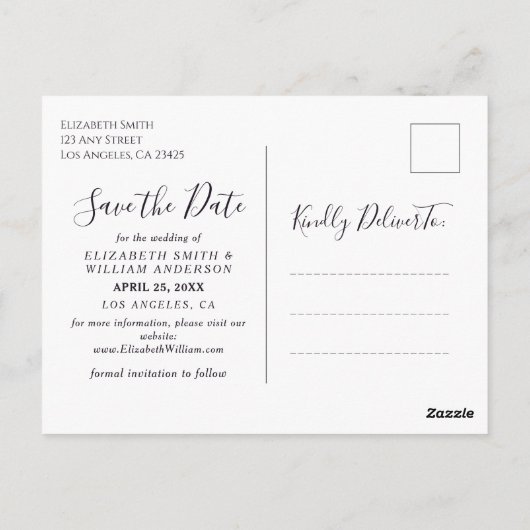 Elegante Berge Save the Date Postkarte (Rückseite)