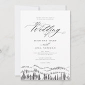 Elegante Bergwald Kalligrafie Chic Wedding Einladung (Vorderseite)
