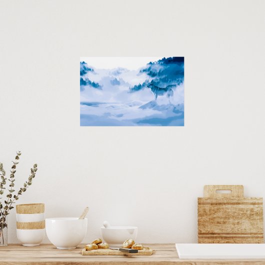 Elegante Bergwölfe Kunst | Poster (Küche)