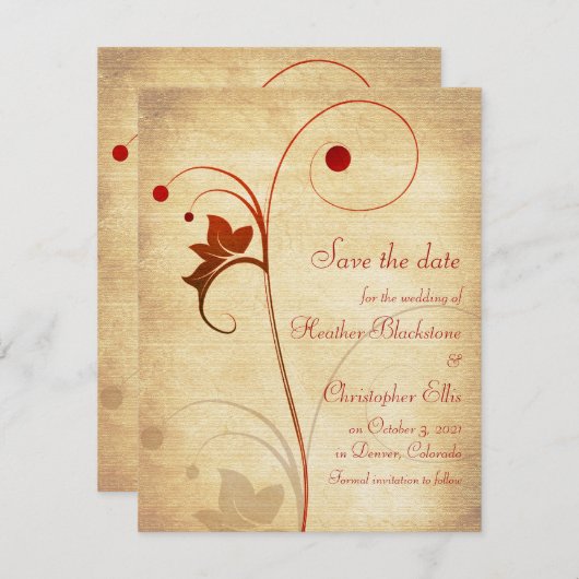 Elegante Berries Vine Wedding Save the Date (Vorne/Hinten)