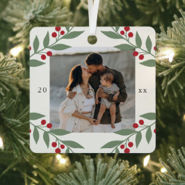 Elegante Berry Botanisches Foto Weihnachtsfeiertag Ornament Aus Metall