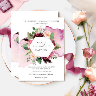 Elegante Berry Burgundy und Blush Floral Wedding Einladung