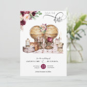 Elegante Berry und Blush Boho Hochzeit speichern d Save The Date (Stehend Vorderseite)