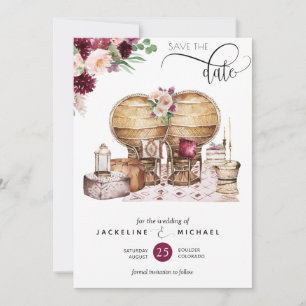 Elegante Berry und Blush Boho Hochzeit speichern d Save The Date