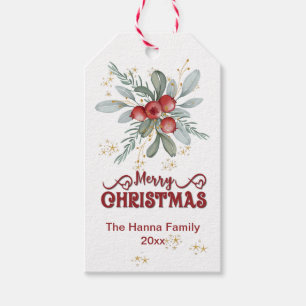 Elegante Berry und Red Merry Weihnachtsgeschenk Ta Geschenkanhänger