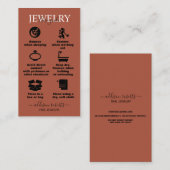 Elegante Beruflich Terracotta Boho Juwelierpflege Visitenkarte (Vorne/Hinten)