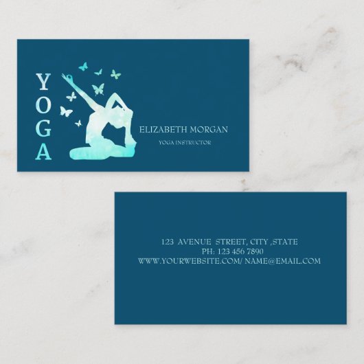 Elegante Beruflich Women Silhouette Yoga Visitenkarte (Vorne/Hinten)