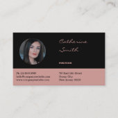 Elegante Berufliche Black & Pink Business Card Visitenkarte (Vorderseite)