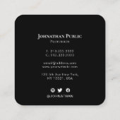 Elegante Berufliche Black Pinselstriche Abstrakt Quadratische Visitenkarte (Rückseite)