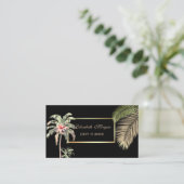 Elegante Berufliche Blume, Schwarz, Rahmen, Palm T Visitenkarte (Stehend Vorderseite)