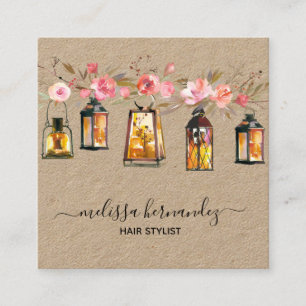 Elegante berufliche Blumenhaar-Stylist-Koralle Quadratische Visitenkarte