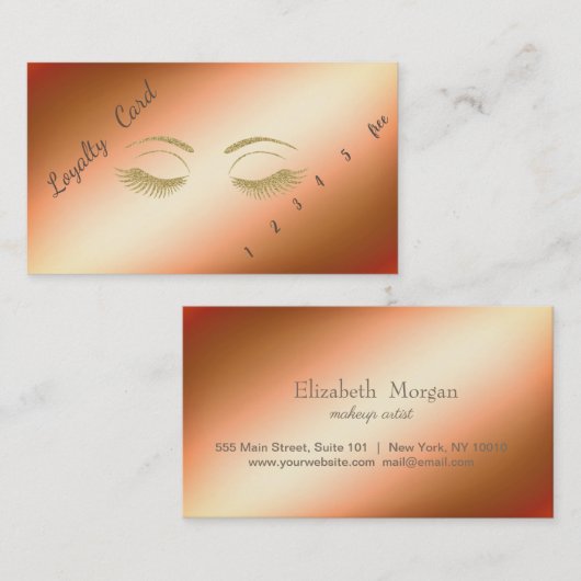 Elegante Berufliche Glitzer Lashes Loyalität Karte (Vorne/Hinten)