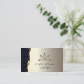 Elegante Berufliche Goldmedaille Glitzer Lotus Visitenkarte (Stehend Vorderseite)