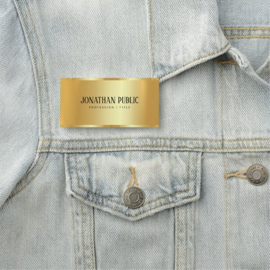 Elegante Berufliche Goldvorlage für benutzerdefini Namensschild (Beispiel)