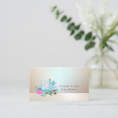 Elegante Berufliche hellblaue Nähmaschine Visitenkarte (Stehend Vorderseite)