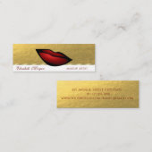 Elegante Berufliche, Imitate Gold Rote Lippen Mini Visitenkarte (Vorne/Hinten)