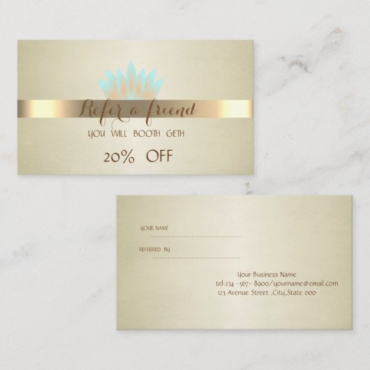 Elegante Berufliche Lotus Referrer-Karte Empfehlungskarte (Vorne/Hinten)