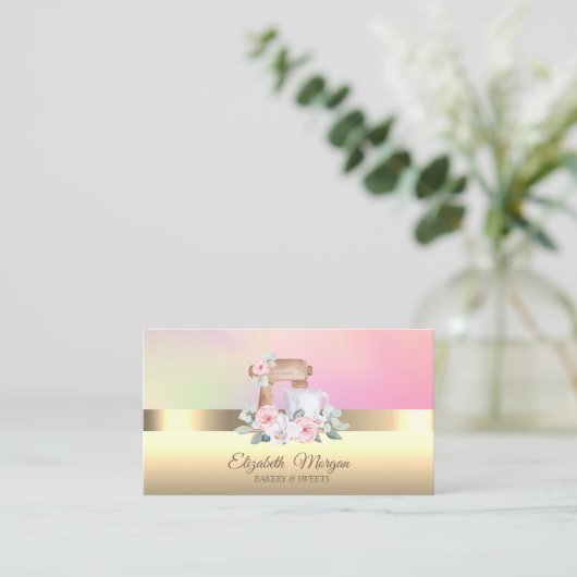 Elegante Berufliche Mixer Blume Bäckerei Visitenkarte (Stehend Vorderseite)