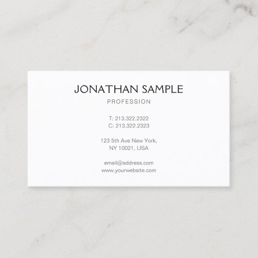 Elegante Berufliche moderne Minimalistische Vorlag Visitenkarte (Vorderseite)