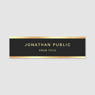 Elegante berufliche moderne schwarze Goldschablone Namensschild