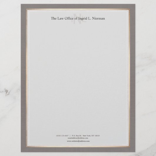 Elegante berufliche Rechtsanwalts-Goldgrenze Briefbogen (Vorderseite)