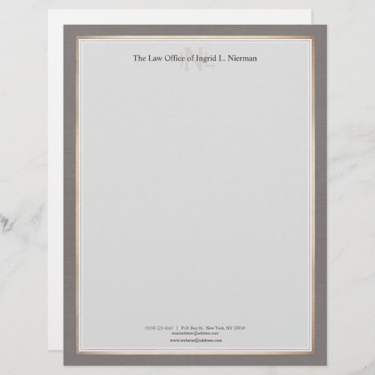 Elegante berufliche Rechtsanwalts-Goldgrenze Briefbogen (Vorne/Hinten)