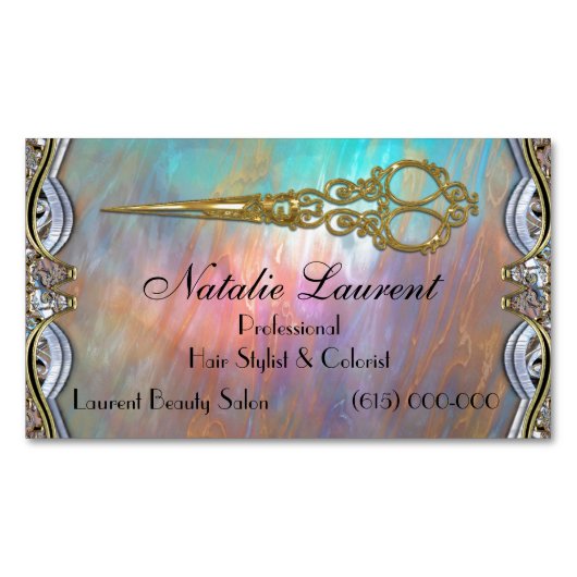 Elegante Berufliche Schissor Chic Blade Magnetische Visitenkarte (Vorderseite)