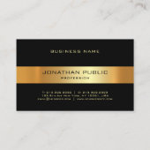 Elegante Berufliche Schwarz-Gold-Vorlage Visitenkarte (Rückseite)