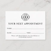 Elegante Berufliche Schwarz-Weiß-Erinnerung Terminkarte (Vorderseite)